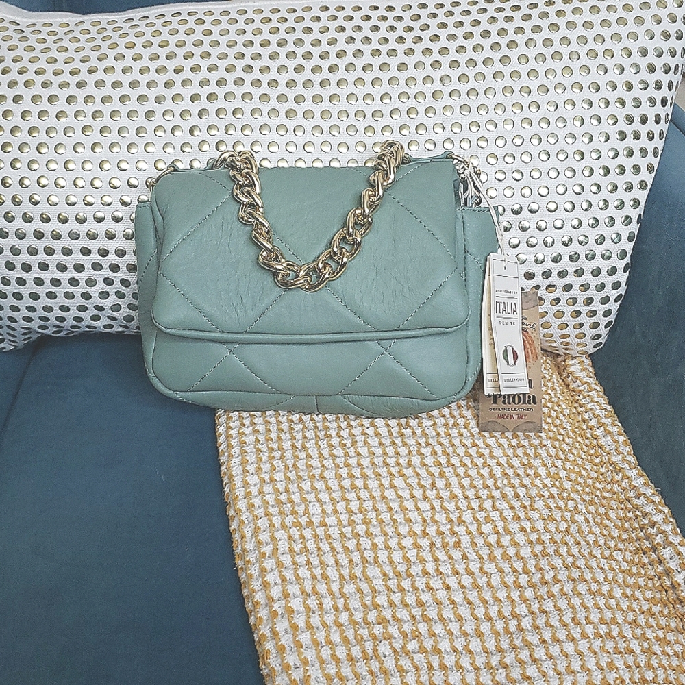 Nwt, Sage Green, Italian Leather, top handle & crossbody handbag
